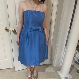 Blue Satin cocktail party dress Lord and Taylor